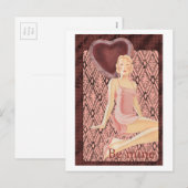 Wees mijn Valentijn deco vrouw rode jurk hart Feestdagenkaart (Voorkant / Achterkant)