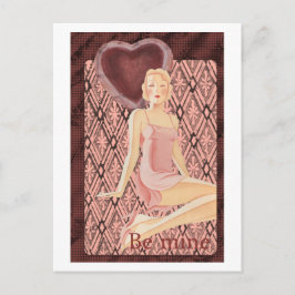 Wees mijn Valentijn deco vrouw rode jurk hart Feestdagenkaart
