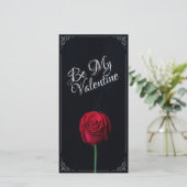 Wees mijn Valentijn - Donkere Rode Roos (Staand voorkant)