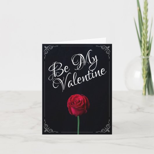 Wees mijn Valentijn - Donkere rode roos Kaart (Voorkant)