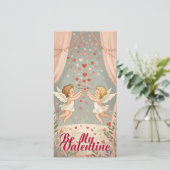 Wees Mijn Valentijn Engel Cherubs Illustratie (Staand voorkant)