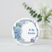 Wees mijn Valentijn Floral Romantic Blue Flower Wr Feestdagenkaart (Staand voorkant)