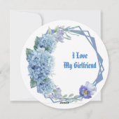Wees mijn Valentijn Floral Romantic Blue Flower Wr Feestdagenkaart (Achterkant)