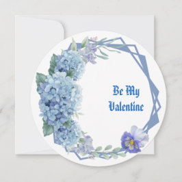Wees mijn Valentijn Floral Romantic Blue Flower Wr Feestdagenkaart