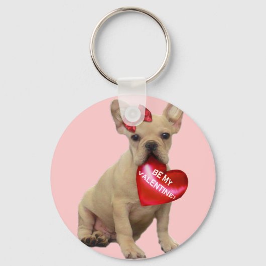 Wees mijn Valentijn Franse buldog sleutelhanger (Voorkant)