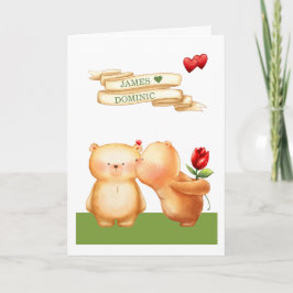 Wees mijn Valentijn Gay Teddy Bears gepersonalisee Feestdagen Kaart