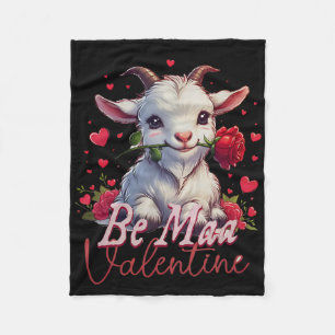 Wees mijn Valentijn Geit Hart Schattige Geit Geluk Fleece Deken