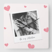 Wees mijn Valentijn | Gepersonaliseerde foto | Roo Vierkante Klok (Voorkant)