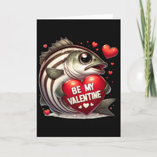 Wees Mijn Valentijn Gestreepte Byss Vis Hart Kaart