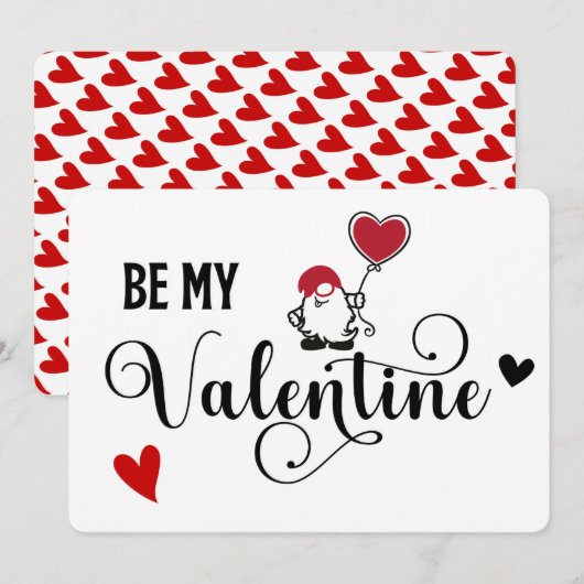 Wees mijn Valentijn Gnome Feestdagenkaart (Voorkant / Achterkant)