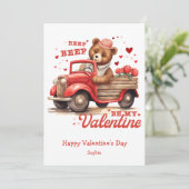 Wees mijn Valentijn grappig beer retro Valentijnsd Feestdagenkaart (Staand voorkant)