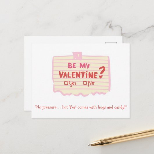 Wees Mijn Valentijn Grappige Kaart voor Koppels (Voorkant / Achterkant in situ)