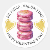 Wees mijn Valentijn Happy Valentine's Day Macaron Ronde Sticker (Voorkant)