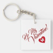 Wees mijn Valentijn Hart en Vlinder Sleutelhanger (Voorkant)