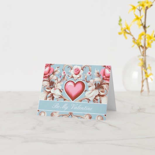 Wees mijn Valentijn,  hart Kaart (Gele Bloem)