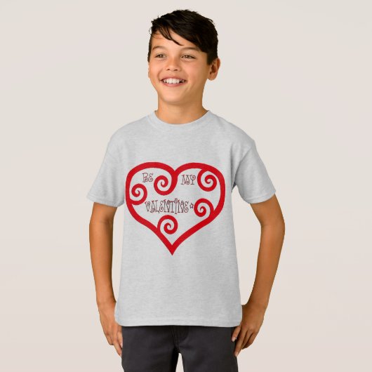 Wees mijn Valentijn hart Unisex Kinder T-shirt (Voorkant volledig)