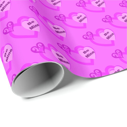 Wees Mijn Valentijn Hartjes Roze Inpakpapier (Rol Hoek)