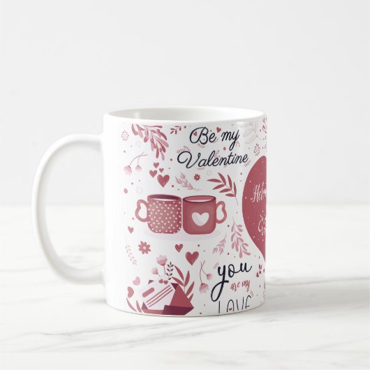 Wees mijn Valentijn Ik hou van je aangepaste naam Koffiemok (Links)