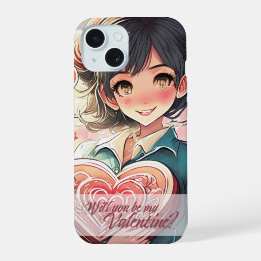 Wees mijn Valentijn in Manga-stijl 31470 iPhone 15 Case (Achterkant)