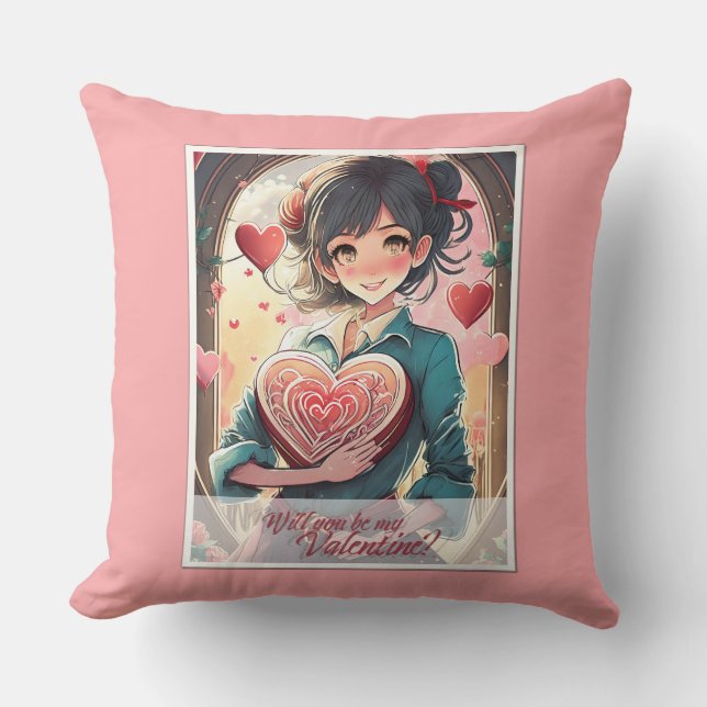 Wees mijn Valentijn in Manga stijl 31470 Kussen (Voorkant)