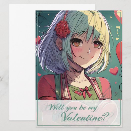 Wees mijn Valentijn in Manga Stijl 33420 (Voorkant / Achterkant)