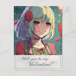 Wees mijn Valentijn in Manga Stijl 33420 Feestdagenkaart