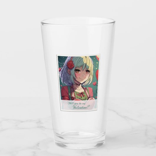 Wees mijn Valentijn in Manga Stijl 33420 Glas (Voorkant)
