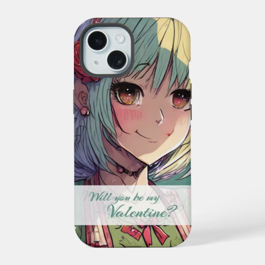 Wees mijn Valentijn in Manga stijl 33420 iPhone 15 Case (Achterkant)