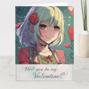 Wees mijn Valentijn in Manga-stijl 33420 Kaart