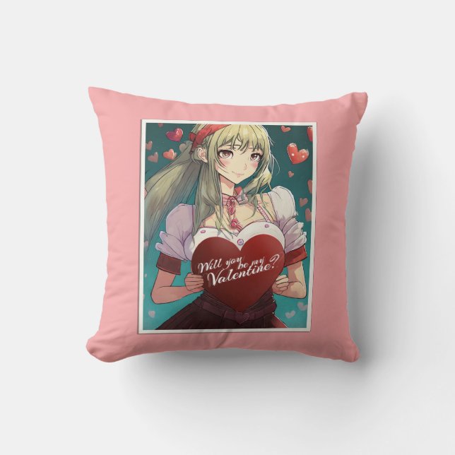Wees mijn Valentijn in Manga-stijl 33893 Kussen (Voorkant)