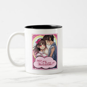 Wees mijn Valentijn in Manga-stijl 58477 Tweekleurige Koffiemok