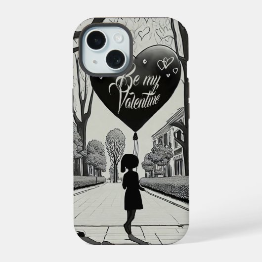 Wees mijn Valentijn in Manga stijl monochroom 1617 iPhone 15 Case (Achterkant)