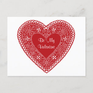 Wees mijn Valentijn kanten hart Briefkaart