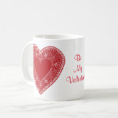 Wees mijn Valentijn  kanten hart Koffiemok (Voorkant links)
