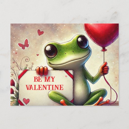 Wees mijn Valentijn kikker Briefkaart (Voorkant)