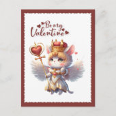Wees mijn Valentijn Knuffel Chibi Kat Valentijn Feestdagenkaart (Voorkant)