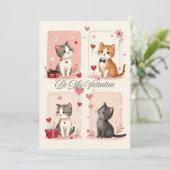 Wees mijn Valentijn Knuffel Kitty's Liefde Kaart (Staand voorkant)