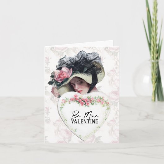 Wees mijn Valentijn  Lady Roos Floral Pet Kaart (Voorkant)