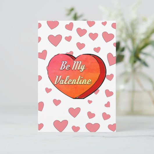 Wees mijn Valentijn Lief Hart Snoep Tekening Kaart (Staand voorkant)