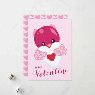 Wees mijn Valentijn Liefdesvogel Hart Valentijnsda Feestdagenkaart