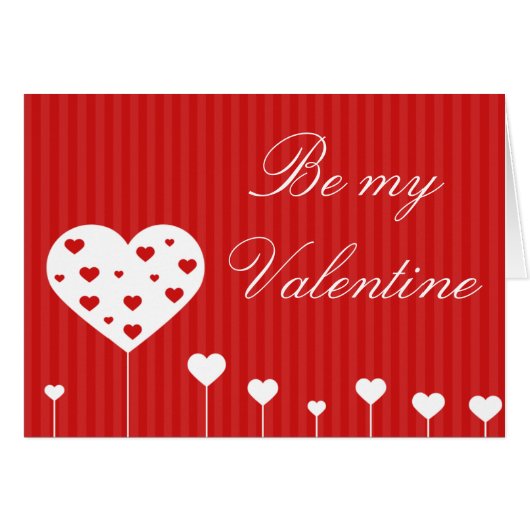 Wees mijn Valentijn, lieflijk rood wit hart (Voorkant Horizontaal)