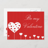 Wees mijn Valentijn, lieflijk rood wit hart Feestdagenkaart (Voorkant / Achterkant)