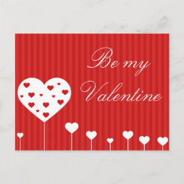Wees mijn Valentijn, lieflijk rood wit hart Feestdagenkaart