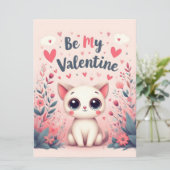 Wees Mijn Valentijn Lieve Kat Illustratie (Staand voorkant)