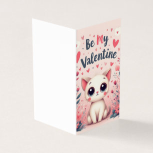 Wees mijn Valentijn Lieve Kat Illustratie Kaart