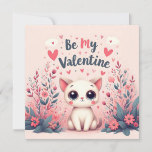Wees Mijn Valentijn Lieve Kat Illustratie Notitiekaartje