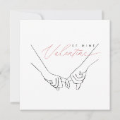 Wees mijn Valentijn Lijnen Kunst Hand in Hand Feestdagenkaart (Voorkant)