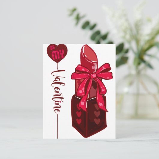 Wees mijn Valentijn Lipstick Gift Design Briefkaart (Staand voorkant)