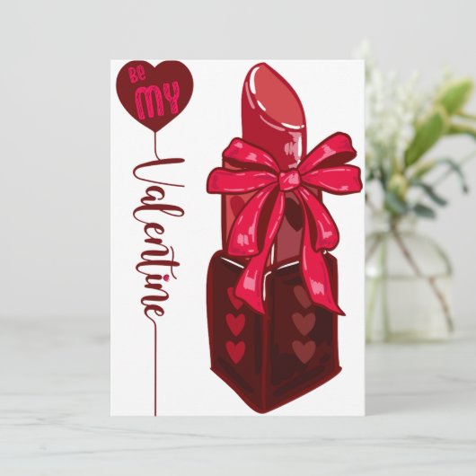 Wees mijn Valentijn Lipstick Gift Design Kaart (Staand voorkant)