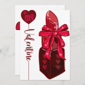 Wees mijn Valentijn Lipstick Gift Design Kaart (Voorkant / Achterkant)